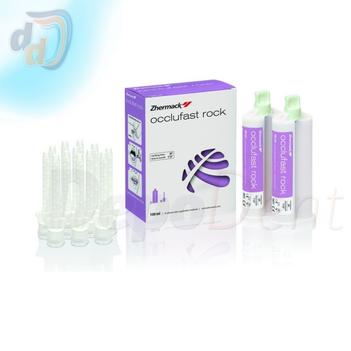 Occlufast Rock de Zhermack silicona de adición para registro de mordida 2 cartuchos de 50 ml