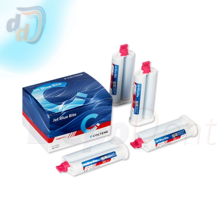 Jet Blue Bite superfast de Coltene silicona de adición para registro de mordida 4 cartuchos de 50 ml