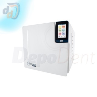 Autoclave Mocom B Futura de 28 litros cerrado con su panel de mando en la parte frontal