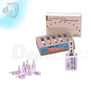 Caja de 5 bloques IPS e.max CAD para CEREC e inLab con un bloque I12 de Ivoclar