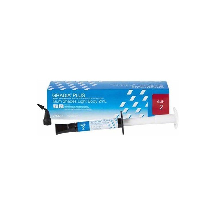 Jeringa y caja de GRADIA PLUS Gum Light Body de GC