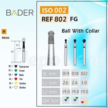 Fresa diamante 802FG Bola con Cuello 5Uds