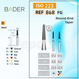 Fresa diamante 868FG Cono Punta Redondeada 5Uds