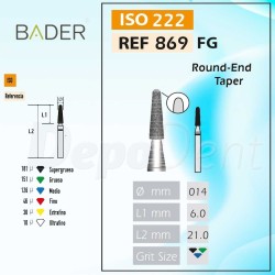 Fresa diamante 869FG Cono Punta Redondeada 5Uds