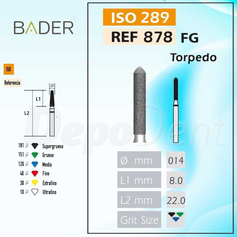 Fresa diamante 878-FG Torpedo 5Uds