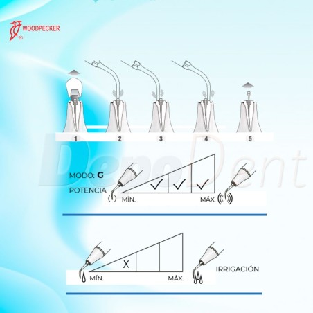 Esquema puntas ultrasonidos Woodpecker GD8