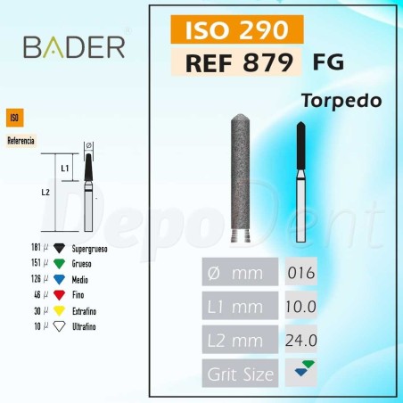 Fresa diamante 879-FG Torpedo 5Uds