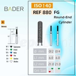 Fresa diamante 880-FG Cilindro Punta Redondeada 5Uds