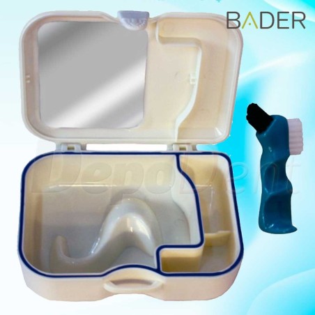 Cajas porta prótesis dental con cepillo y espejo marca Bader