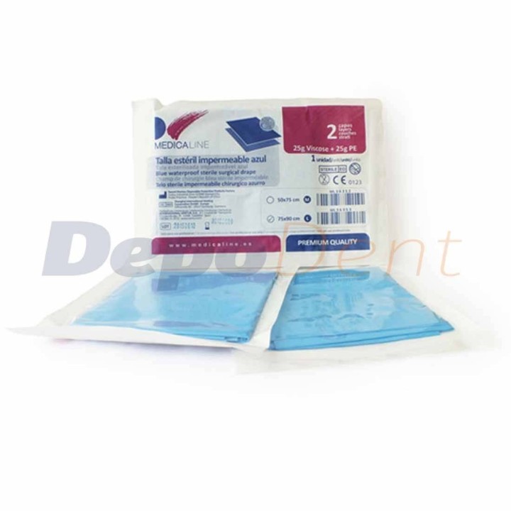 Tallas Esteril Azul L 75X90Cm 25+25G. Visc.Pe 50U de MEDICALINE
