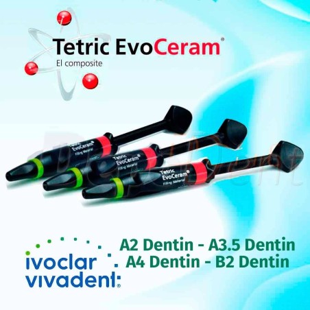 Tetric EVOCERAM Jeringa Pack Refill 3x 3gr colores Dentina