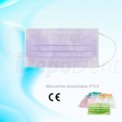 Mascarilla rectangular desechable PTC3 color lila