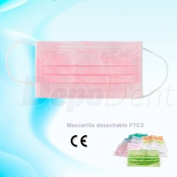 Mascarilla rectangular desechable PTC3 color rosa