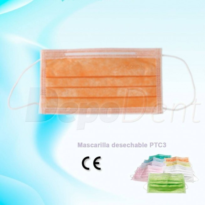 Mascarilla rectangular desechable PTC3 color naranja
