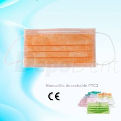 Mascarilla rectangular desechable PTC3 color naranja