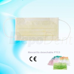 Mascarilla rectangular desechable PTC3 color amarillo