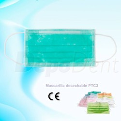Mascarilla rectangular desechable PTC3 color verde