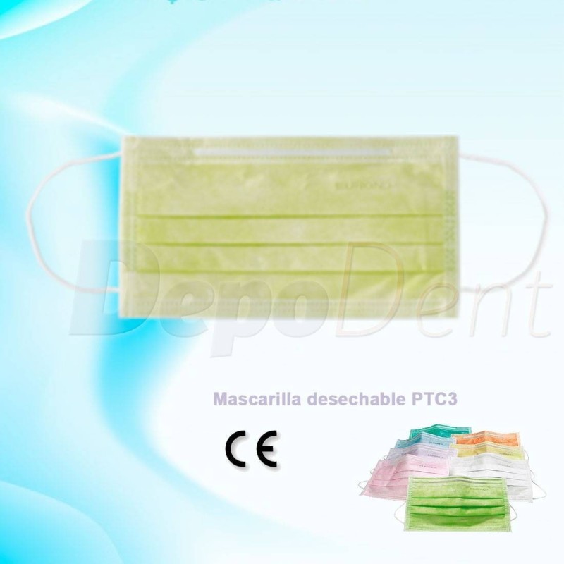 Mascarilla rectangular desechable PTC3 color lima