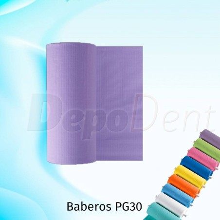 Babero desechable PG30 papel/plástico rollo 80ud lila