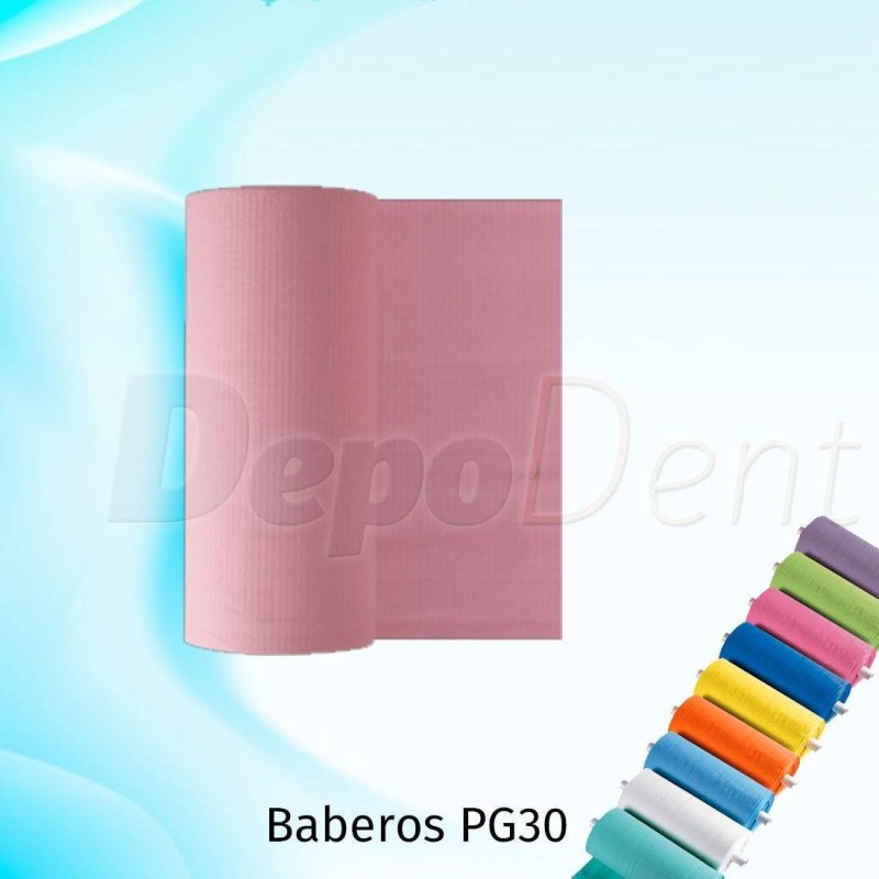 Babero desechable PG30 papel/plástico rollo 80ud rosa