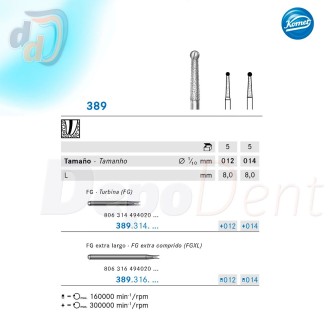 Fresas Diamante ISO 389 Komet endodoncia