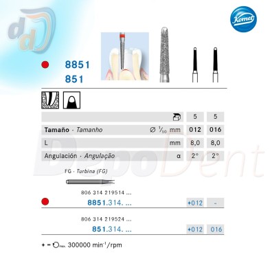 Fresas Diamante 851 Komet endodoncia