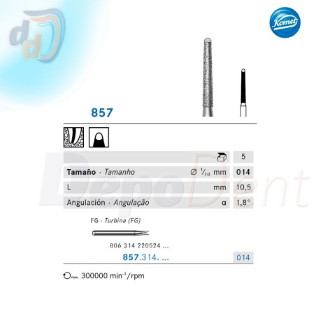 Fresas Diamante 857 Komet endodoncia