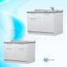 Conjunto mobiliario con grifo y lavabo 120cm acero inox